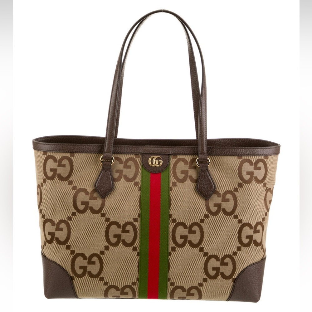 Auth GUCCI Tote Bag • Jumbo GG Medium Size Ophidia Authentic Canvas Leather